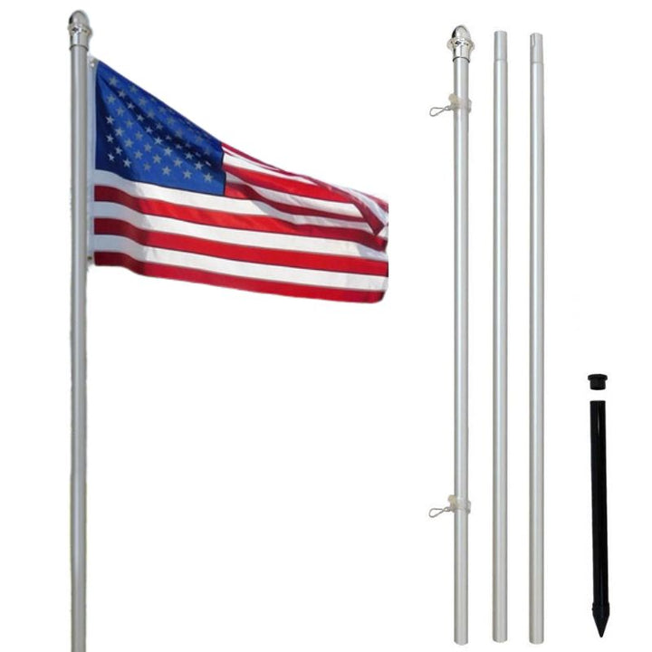 10 FT SILVER IN-GROUND NO-RUST ALUMINUM FLAGPOLE