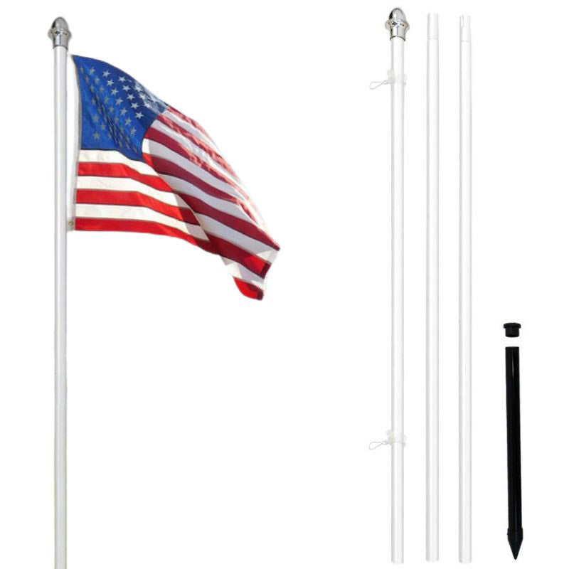 10 FT WHITE IN-GROUND NO-RUST ALUMINUM FLAGPOLE