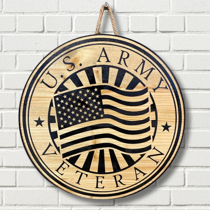 U.S. Army Veteran Laser Engraved Door Hanger