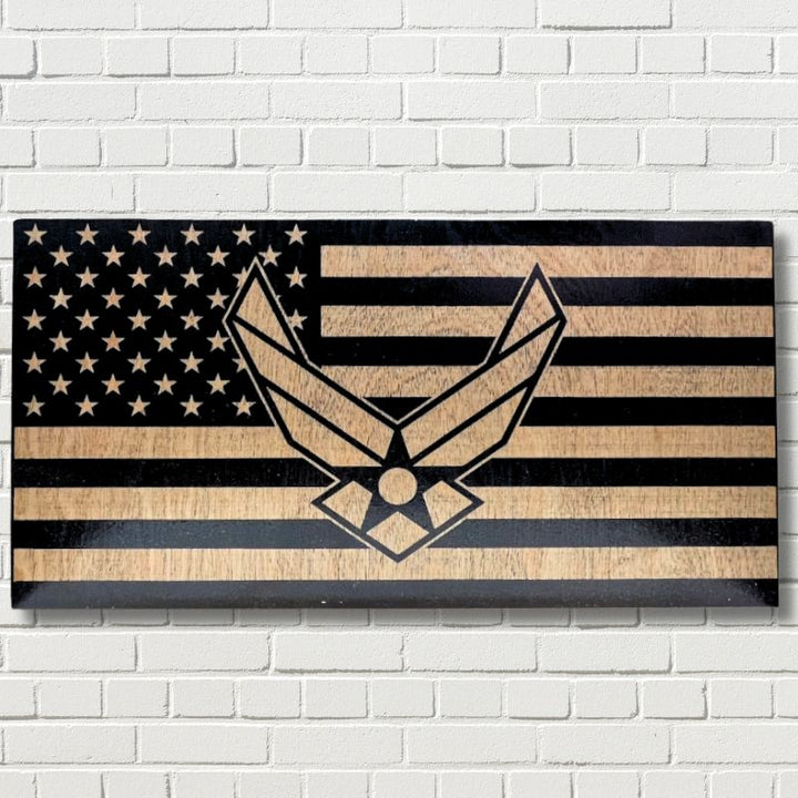 Air Force Wings Laser Engraved Wooden Flag