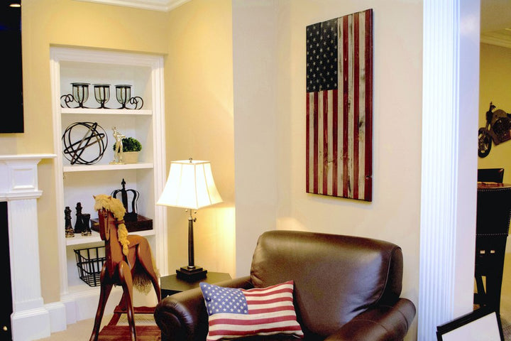 Vertical Wood American Flag