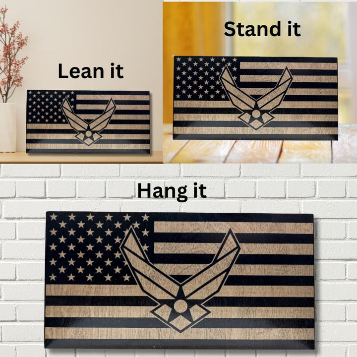 Ways to Display Air Force Wings Laser Engraved Wooden Flag