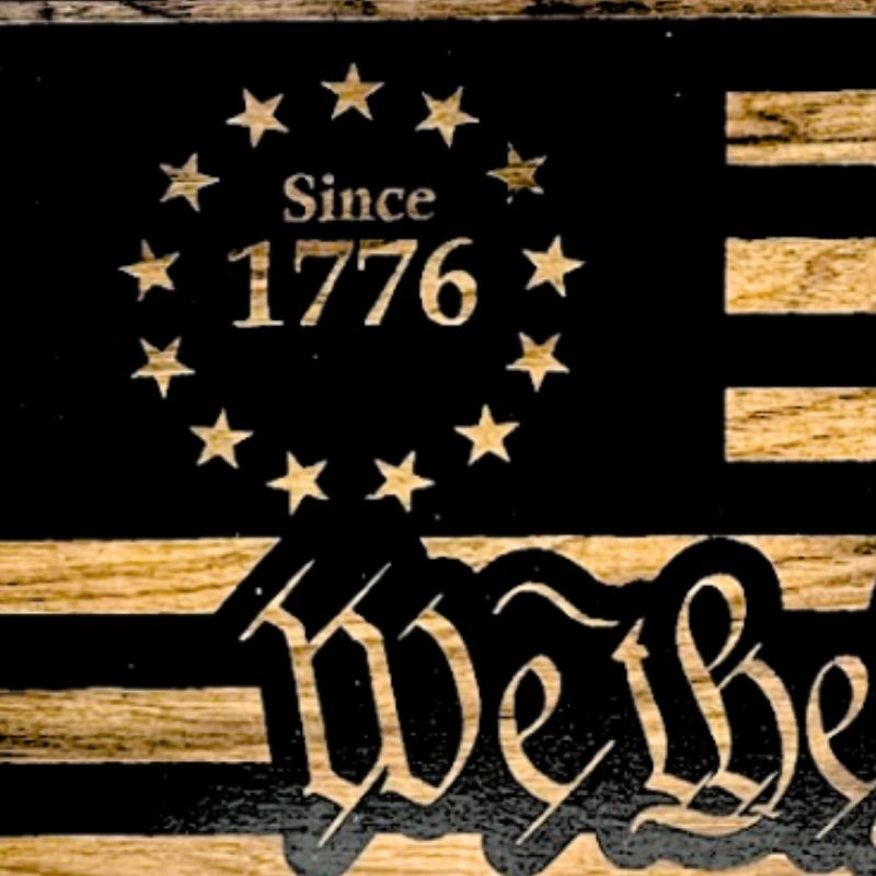 1776 We the People Laser Engraving Close-Up