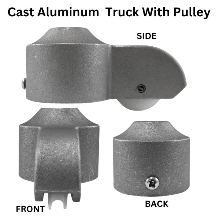 20ft  In-Ground Silver Flagpole Cast Aluminum Truck With Pully