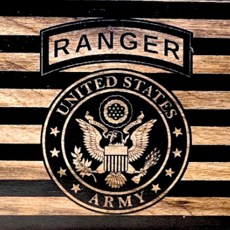 Close-Up of Army Ranger Laser Engraving