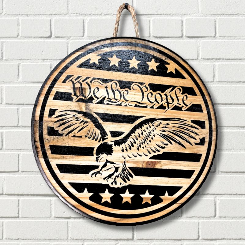 We The People Laser Engraved Door Hanger