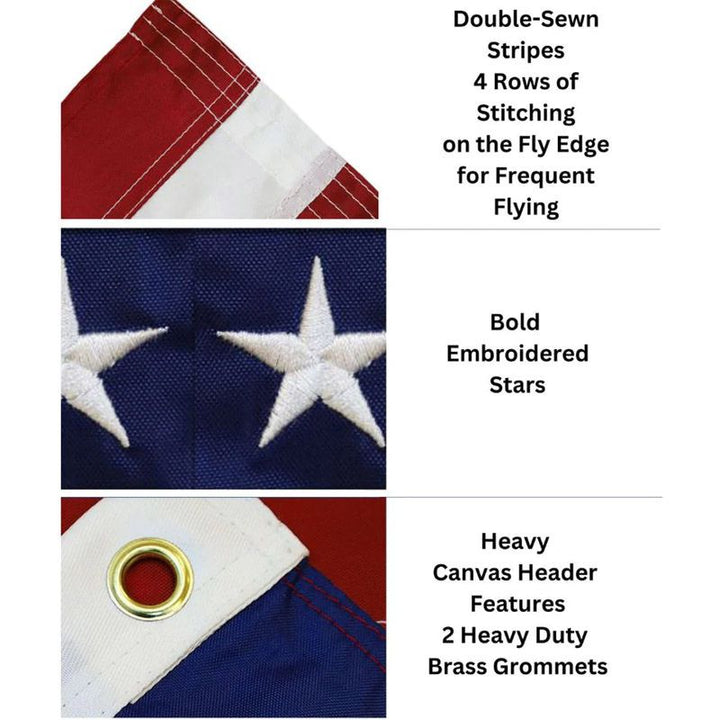 Dura-Star Embroidered American Flag Features