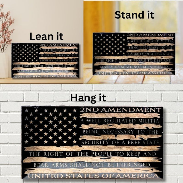 Ways to Display 2nd Amendment Engraved Wooden Flag