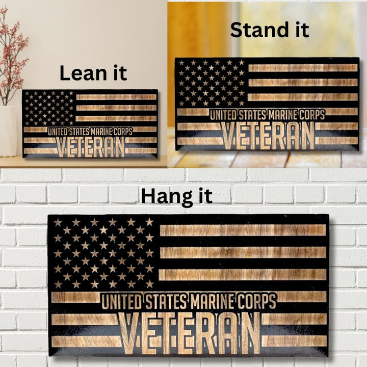 Ways to Display Marine Corps Veteran Laser Engraved Wooden American Flag