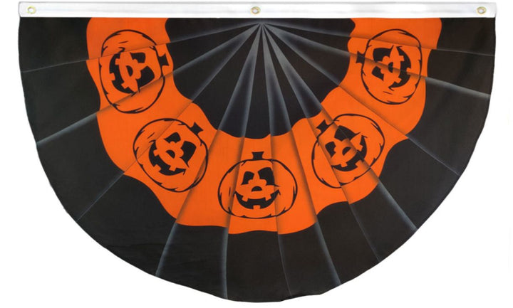 Poly-Star 5x3 Halloween Pumpkin Printed Bunting Half-Circle Flag