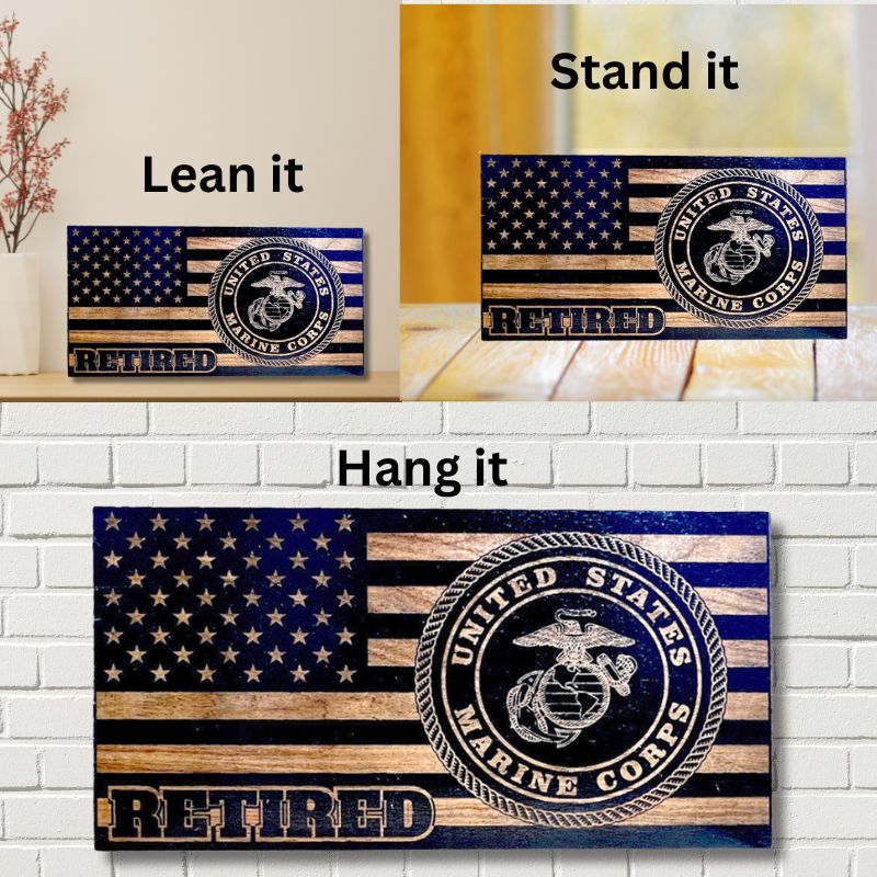 Ways to Display Marine Corps Retired Laser Engraved Wooden American Flag