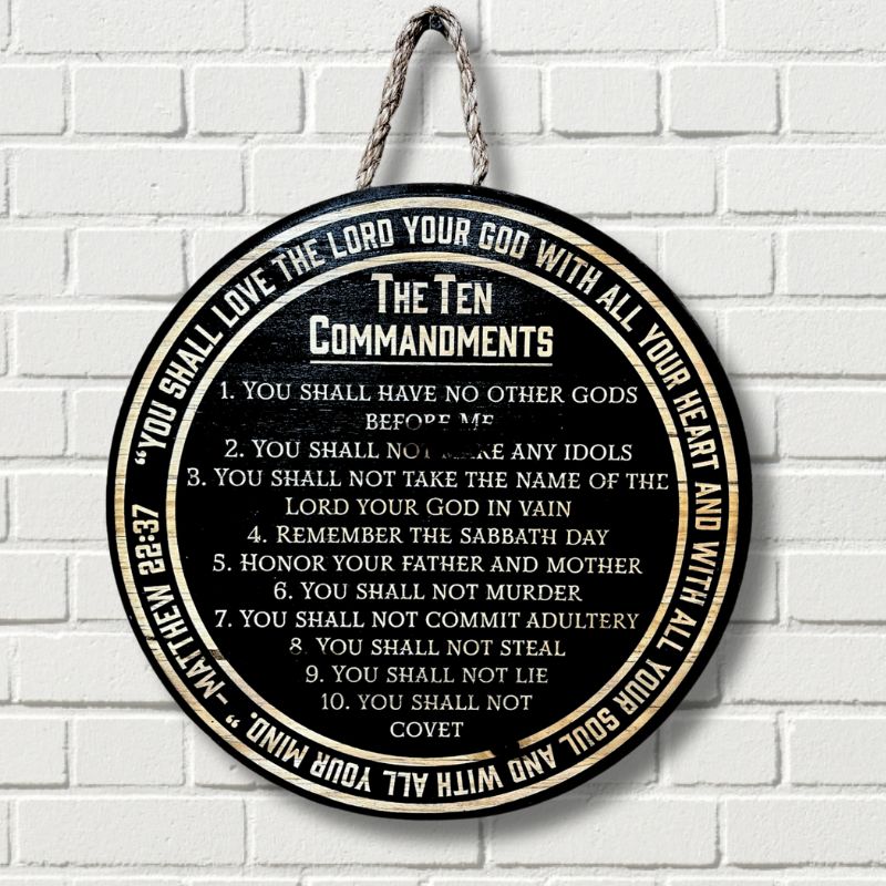 Ten Commandments Engraved Door Hanger