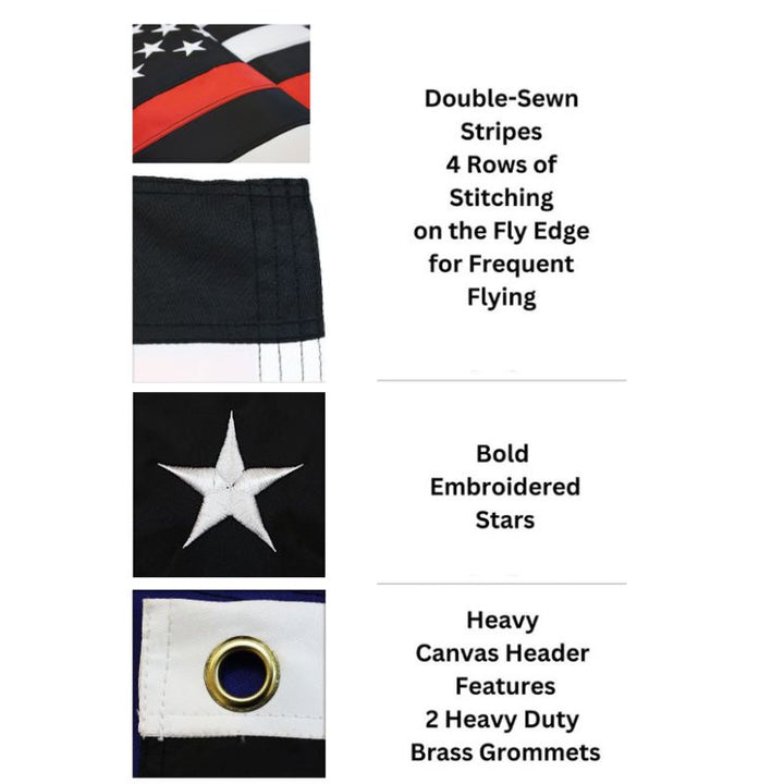 Dura-Star Thin Red Line Embroidered American Flag Features