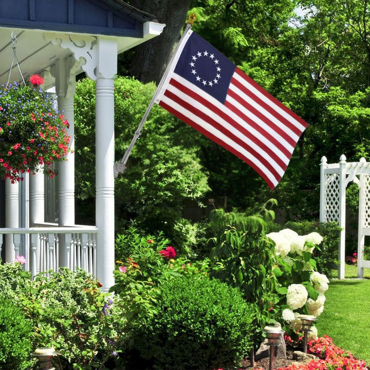 Dura-Star Embroidered Betsy Ross Flag on Wall Mount Flagpole