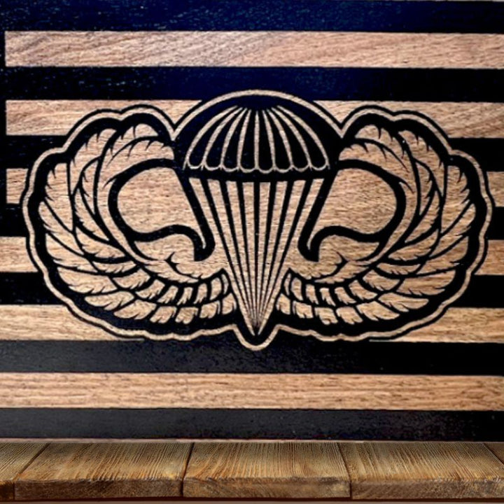 Close-Up of Army Airborne Jump Wings Laser Engraving