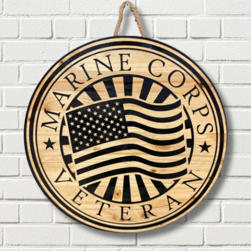 Marine Corps Veteran Laser Engraved Door Hanger