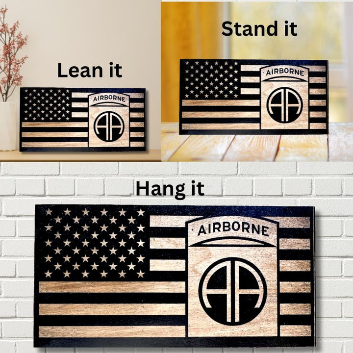 Ways to Display Army 82ND Airborne Laser Engraved Wooden Flag