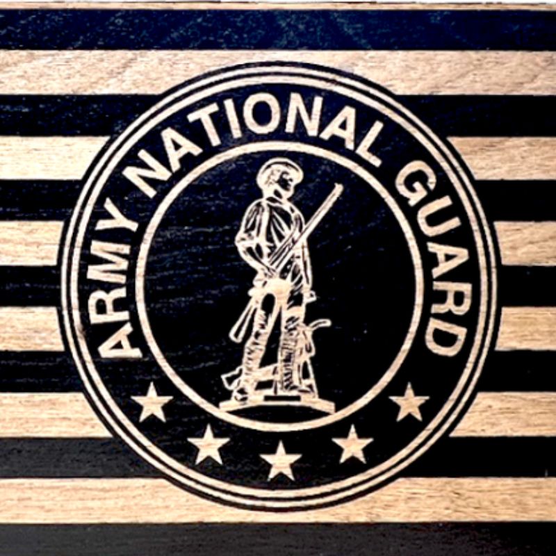 Close-up of Army National Guard Crest Laser Engraving