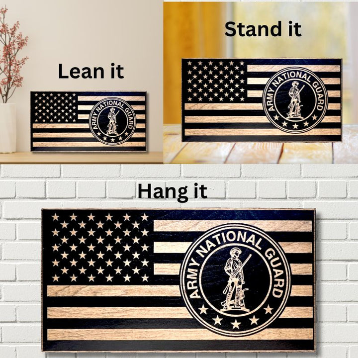 Ways to Display Army National Guard Laser Engraved Wooden Flag