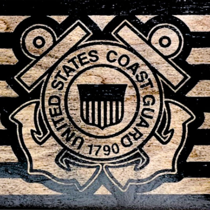 Close-Up of Coast Guard Crest Laser Engraving