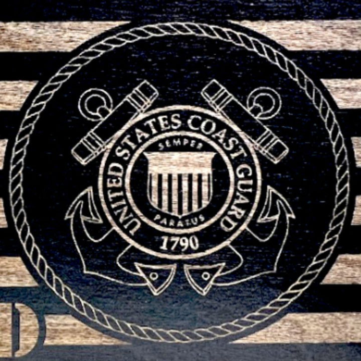 Close-Up of Coast Guard Crest Laser Engraving