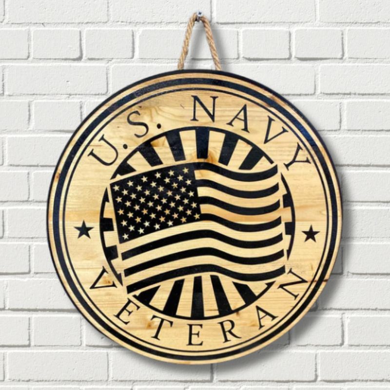 U.S. Navy Veteran Laser Engraved Door Hanger