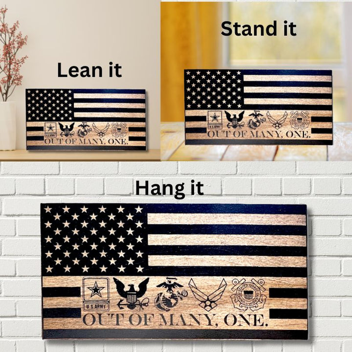 Ways to Display Out of Many, One Laser Engraved Wooden American Flag