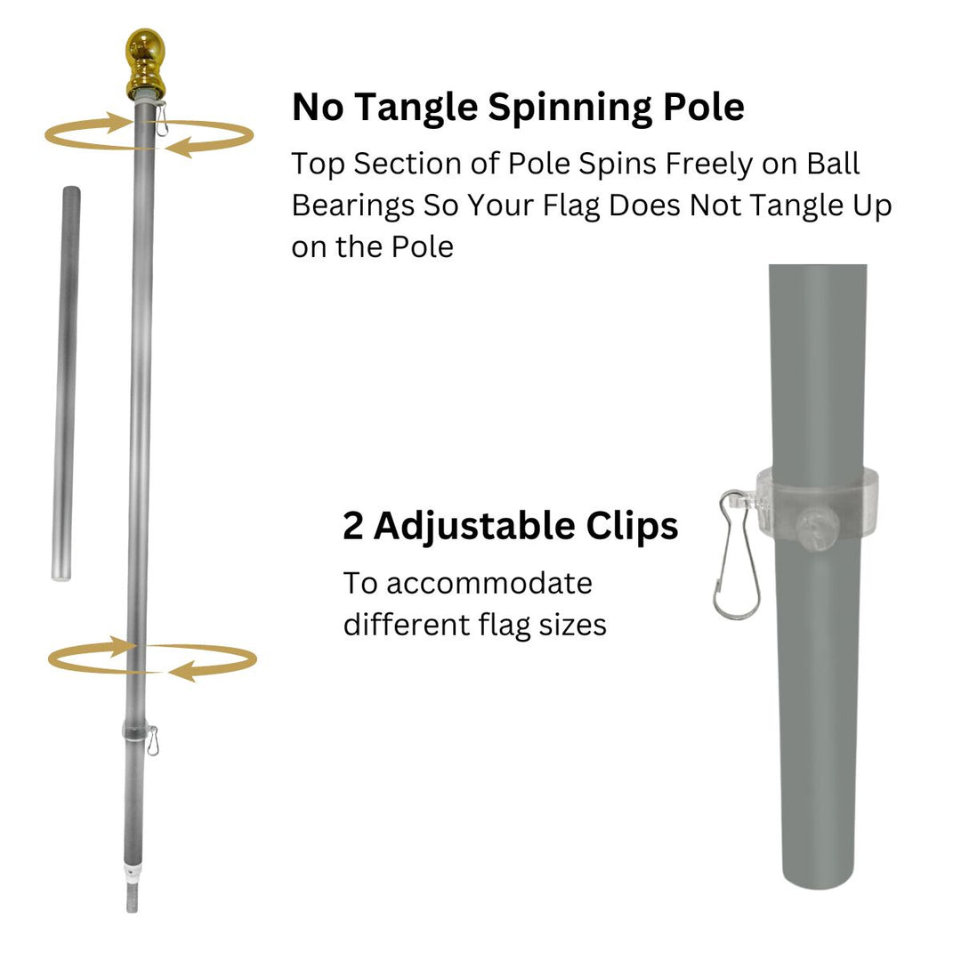 No Tangle Spinning Flagpole Features