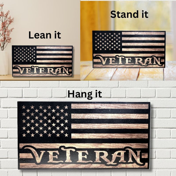 Ways to Display Veteran Laser Engraved Wooden American Flag