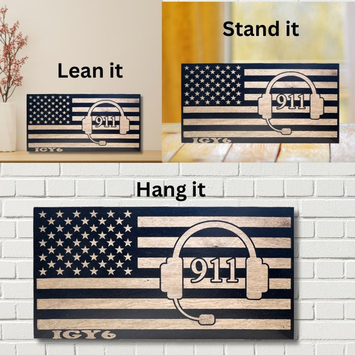 Ways to Display the 911 Laser Engraved Wooden Flag