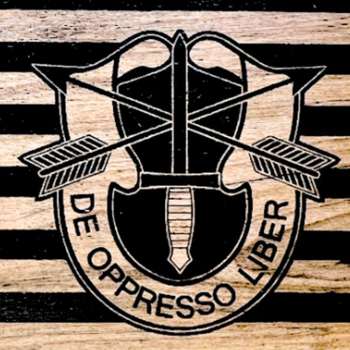 Close-Up of Army Special Forces Emblem Laser Engraving