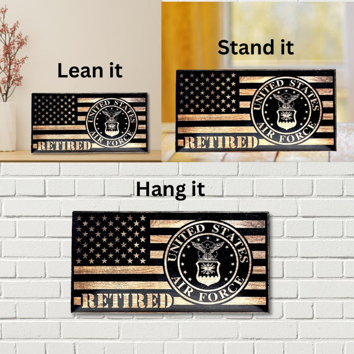 Ways to Display the Air Force Retired Laser Engraved Wooden Flag