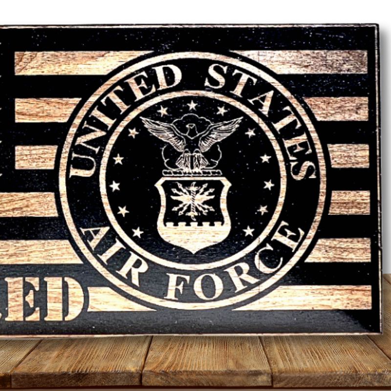 Close-Up of Air Force Crest Laser Engraving