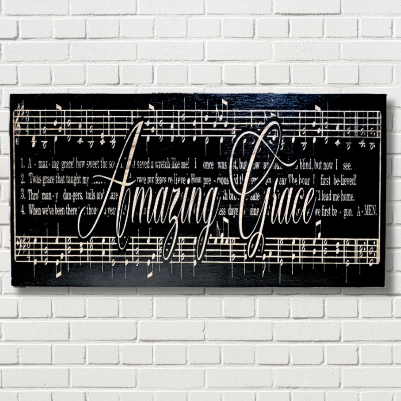 Amazing Grace Laser Engraved Wooden Flag