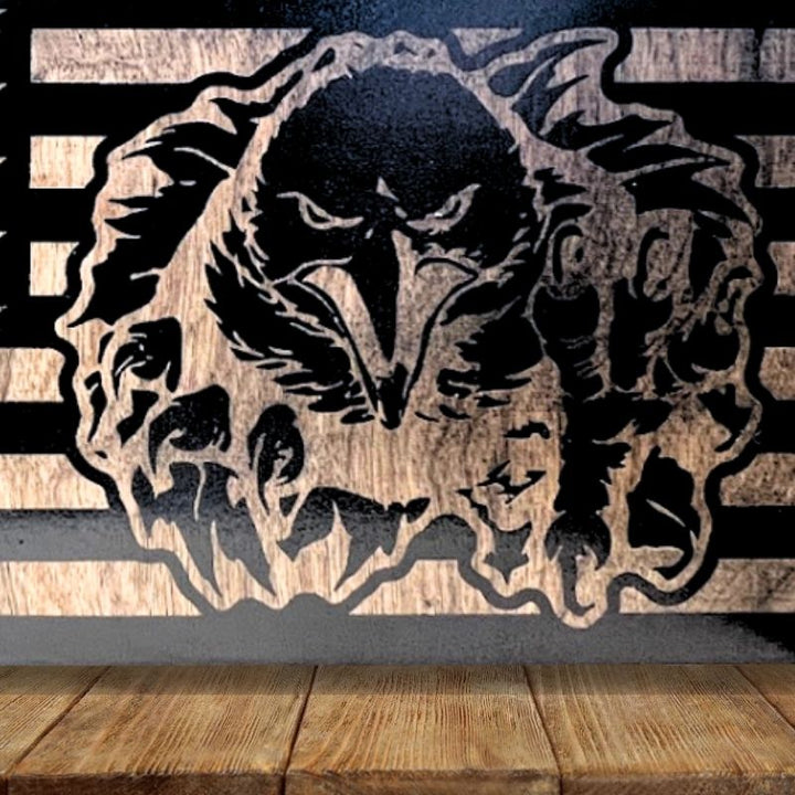 Close-up of American Eagle Laser Engraving