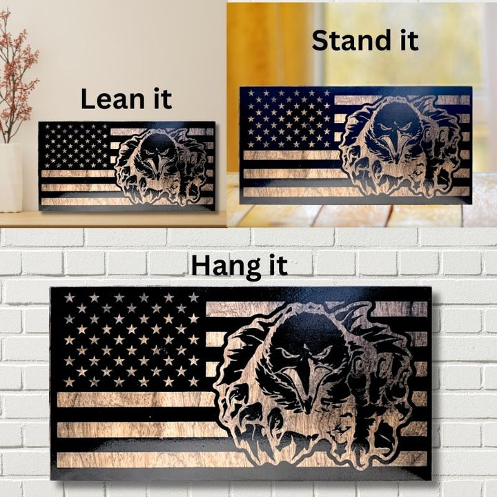 Ways to Display American Eagle Laser Engraved Wooden Flag