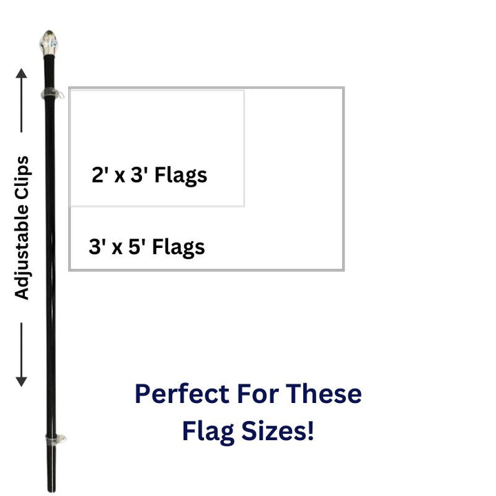 10FT BLACK IN-GROUND FLAGPOLE PERFECT FLAG SIZES