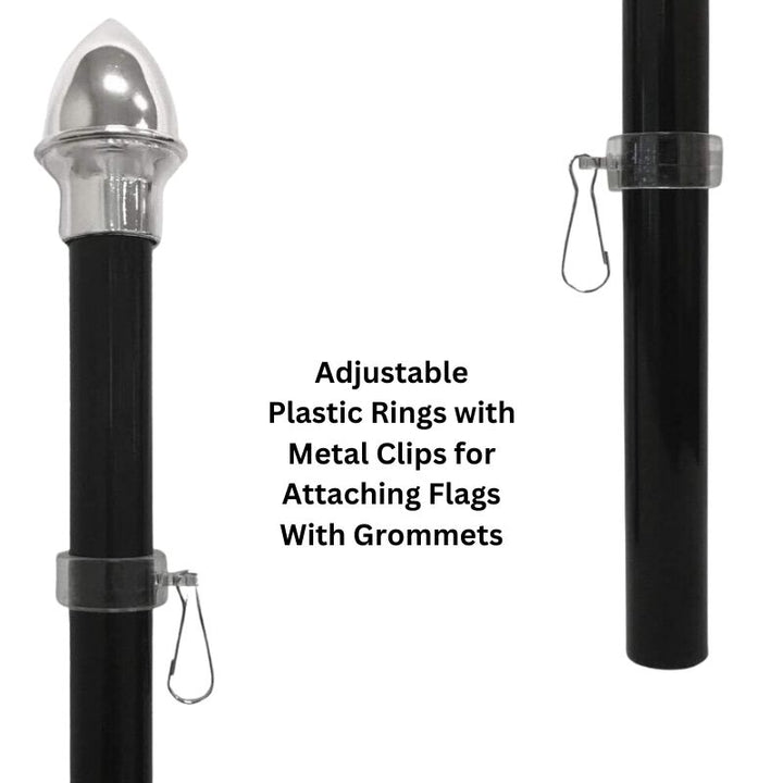 ADJUSTABLE PLASTIC RINGS INCLUDED WITH 10FT IN-GROUND FLAGPOLE