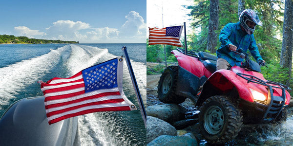 Boat with American Flag and ATV with American Flag