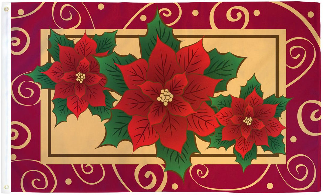 Poly-Star 3x5 Poinsettia Flag