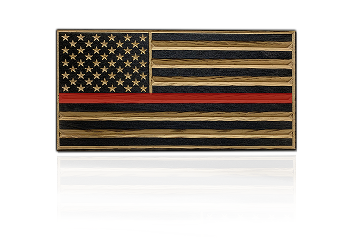 Flags of Valor Thin Red Line Wood American Flag