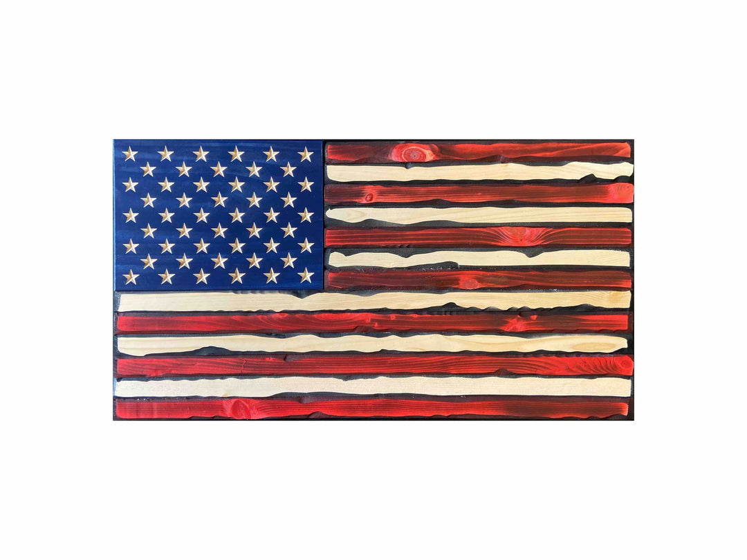 Flags of Valor Hand Carved Wood American Flag