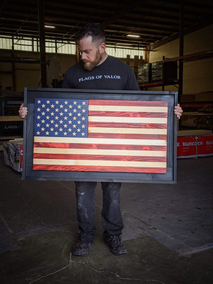 Flags of Valor Framed Wood American Flag