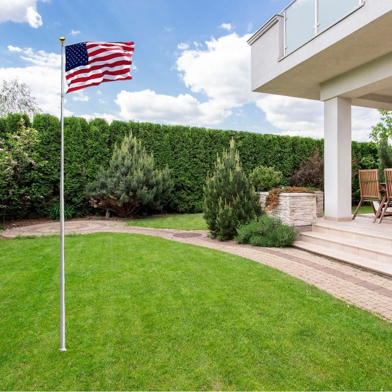 5x8 Dura-Star American Flag Displayed on In-Ground Flagpole