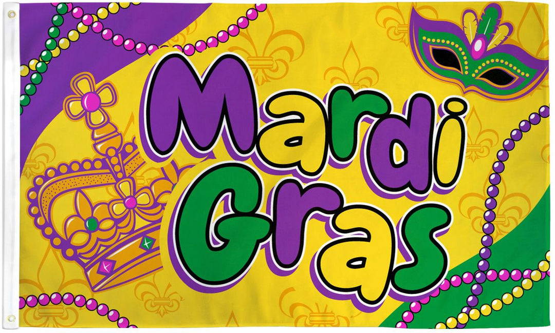 Poly-Star 3x5 Mardi Gras Beads Flag