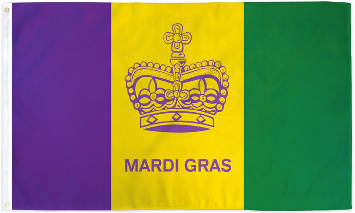 Poly-Star 3x5 Mardi Gras Crown Flag