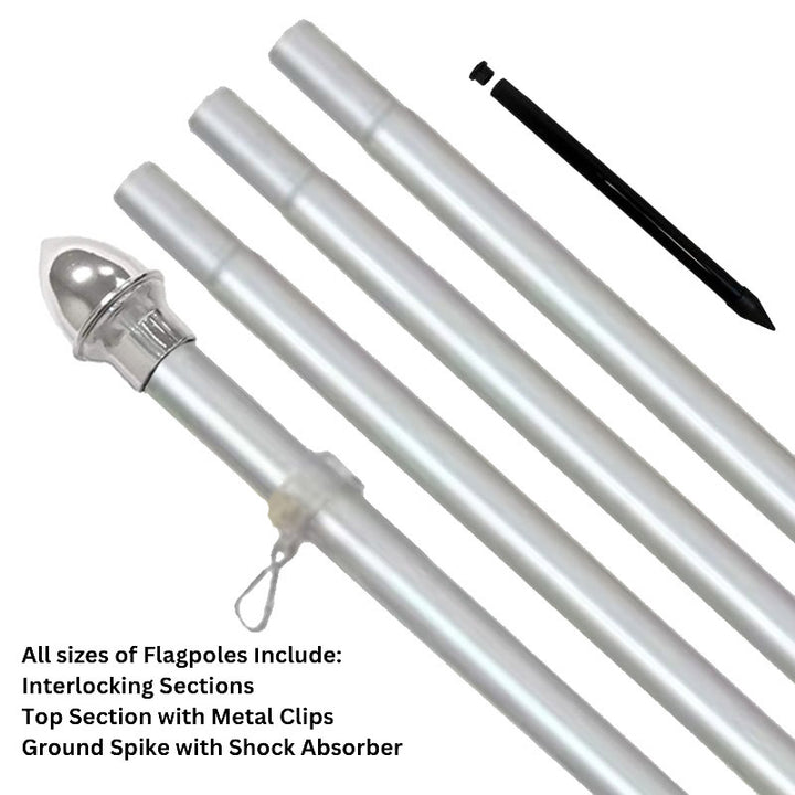 13 FT Silver Aluminum In-Ground Flagpole Sections