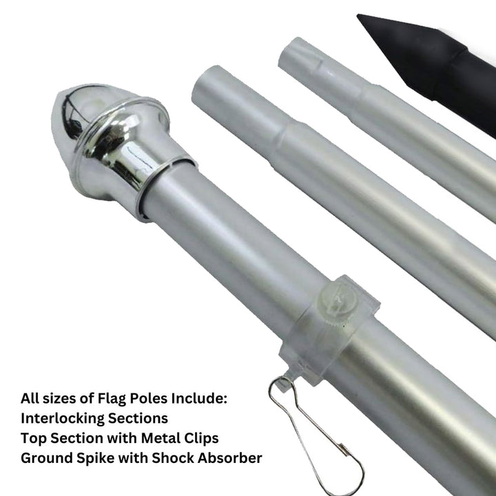 10 FT IN-GROUND ALUMINUM SILVER FLAGPOLE SECTIONS