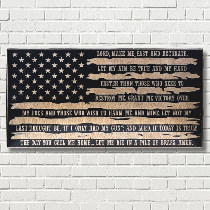 Soldier's Prayer Laser Engraved Wooden American Flag