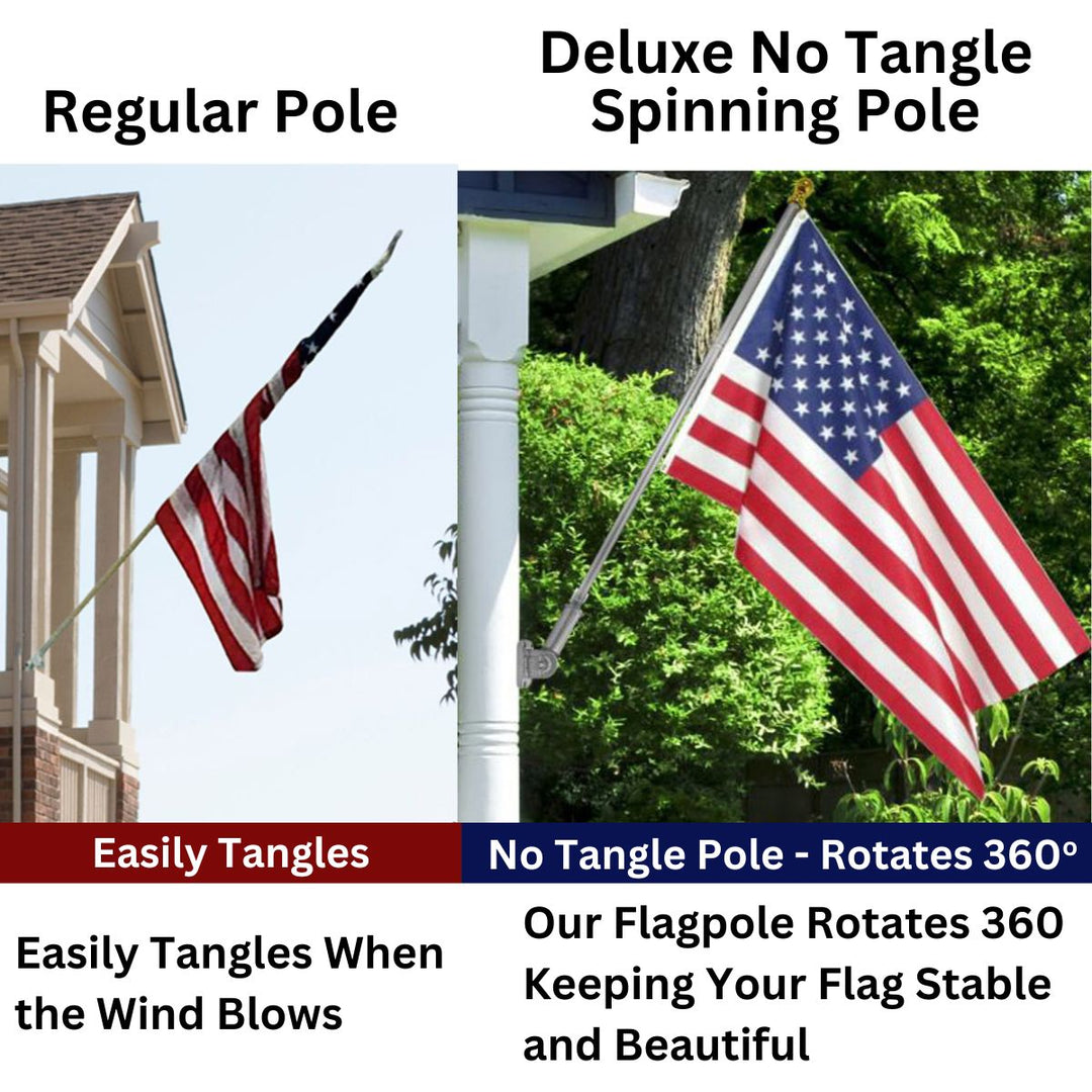 Deluxe No Tangle Spinning Flagpole Flag Won't Wrap